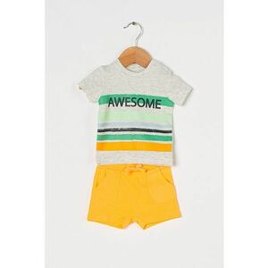 Set de tricou si pantaloni scurti de bumbac organic Hesiom - Gri/Corai imagine
