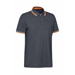 Tricou polo din bumbac cu benzi contrastante - Albastru prafuit imagine