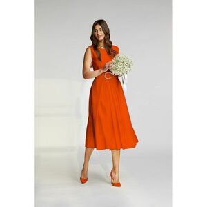 Rochie midi cu croiala in A si curea Vienna - Portocaliu mandarina imagine