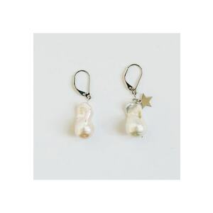Cercei argintiu cu alb - argint 925 - perle de cultura - handmade imagine