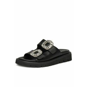 Papuci dama - piele naturala - negru - imagine