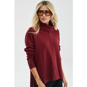 Pulover cu guler drapat - Rosu imagine