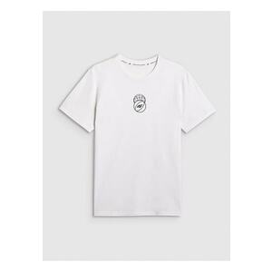 Tricou barbati bumbac - alb regular cu imprimeu - confortabil imagine