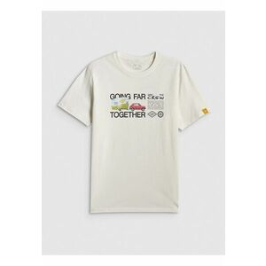 Tricou barbati bumbac - alb - regular cu imprimeu imagine