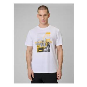 Tricou barbati alb regular cu imprimeu - confortabil - bumbac imagine
