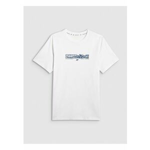 Tricou barbati alb din bumbac - croiala regulara - imprimeu imagine