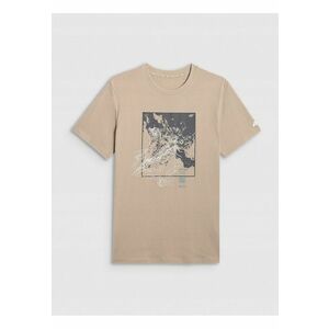 Tricou barbat bej - din bumbac - imprimeu durabil - croiala lejera imagine