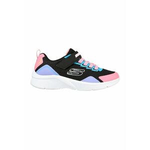 Pantofi sport cu velcro si insertii textile Microspec-Bright - Negru/Lila/Roz imagine