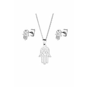 Set titan colier cu cercei 5164 - Argintiu - lungime 45 cm - Mana Fatimei imagine
