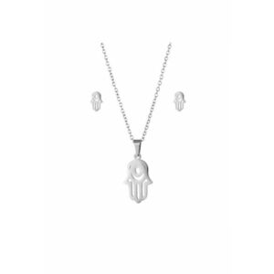 Set titan colier cu cercei 5165 - Argintiu - lungime 45 cm - Mana Fatimei imagine