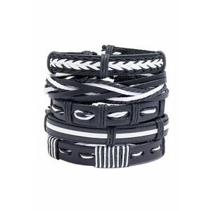 Set 5 bratari 4336 piele ecologica - Negru/Alb imagine