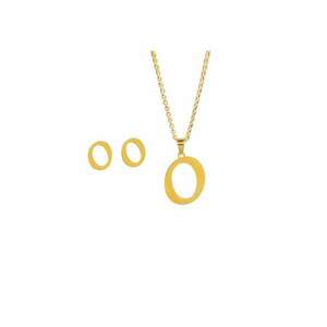 Set colier si cercei inox 4114O - Auriu - lungime 45 cm imagine