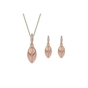 Set colier cu cercei 5144 - Rose - lungime 48 cm imagine
