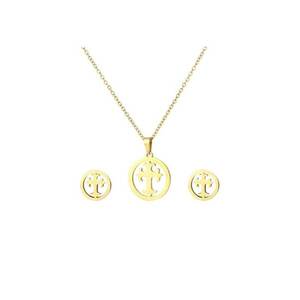 Set colier cu cercei 4111 - Auriu - lungime 45 cm imagine
