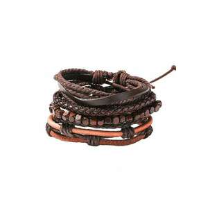 Set 4 bratari 4349 piele naturala - Maro imagine