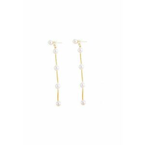 Cercei perle sintetice 4361 - Auriu - lungime 9 cm imagine