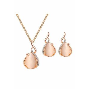 Set colier cu cercei 4106 - Rose - lungime 45 cm imagine