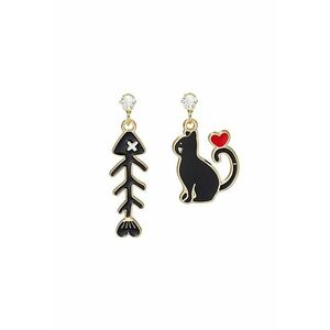 Cercei asimetrici 4130 - Negru - lungime 4 cm imagine