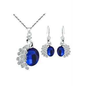 Set colier cu cercei 4108 - Albastru - lungime 45 cm imagine