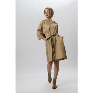 Rochie pictata manual cu cordon in talie Moods imagine