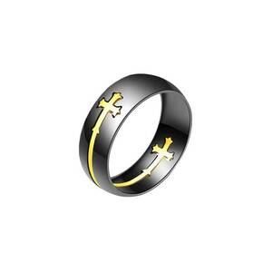 Inel inox - Negru - US - Auriu/Negru imagine