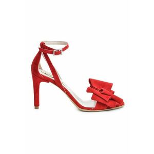 Sandale dama piele naturala Simple Red cu funda imagine