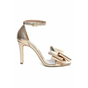 Sandale dama piele naturala Gold rose cu funda Simple imagine