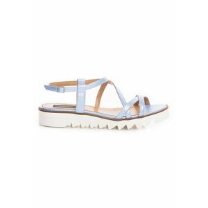 Sandale dama piele fara toc Bleu Georgie imagine