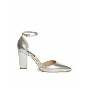 Pantofi mireasa piele naturala Argintiu Urban Block Pumps imagine