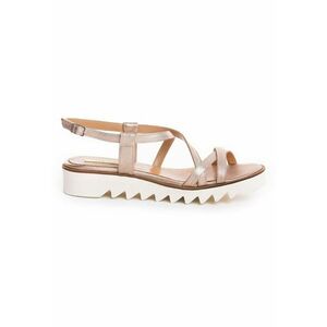 Sandale dama piele fara toc Bronz Georgie imagine