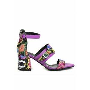 Sandale piele toc gros Strappy Colorat imagine