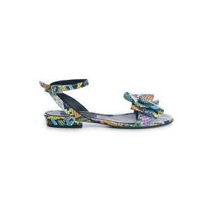 Sandale dama piele fara toc Multicolor Lia Cu funda imagine