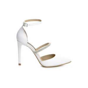 Pantofi mireasa piele naturala Alb Crystal imagine