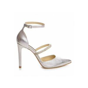 Pantofi mireasa piele naturala Argintiu Crystal imagine