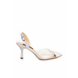 Pantofi stiletto piele naturala Alb Aylin imagine