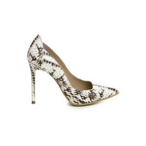 Pantofi stiletto piele naturala Alb Kim imagine
