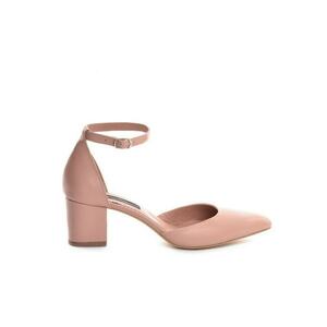 Pantofi cu toc gros piele Nude SOMON Fancy Flats imagine