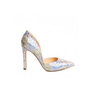 Pantofi stiletto piele naturala Bleu imagine