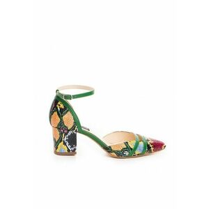 Pantofi cu toc gros piele Verde Adele imagine