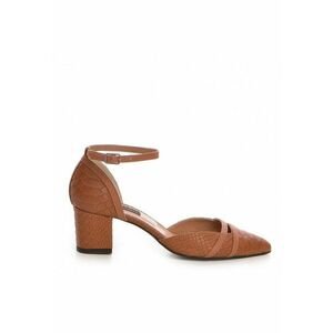 Pantofi cu toc gros piele Camel Adele imagine