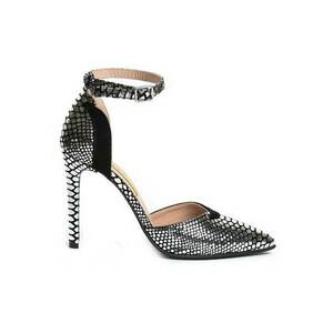 Pantofi stiletto piele naturala Argintiu Luna imagine