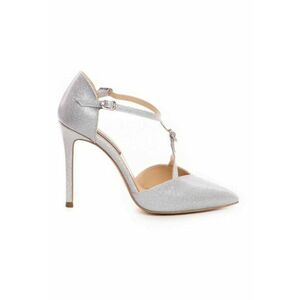 Pantofi stiletto piele naturala Argintiu Freya imagine