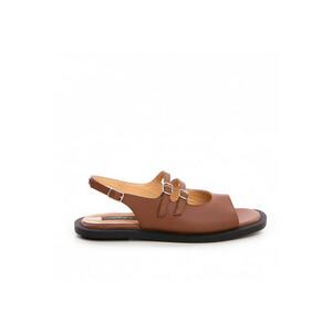 Sandale dama piele fara toc Camel Evania imagine