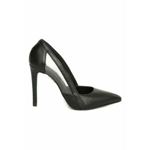 Pantofi stiletto piele naturala Negru Transparent imagine