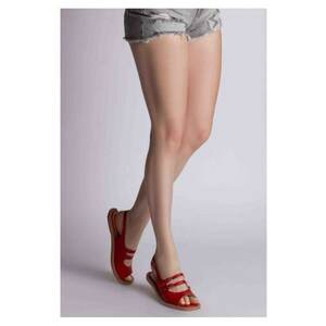 Sandale dama piele fara toc Rosu Evania imagine