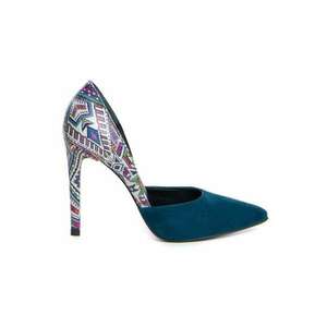 Pantofi stiletto piele naturala Bleumarin Aztec imagine
