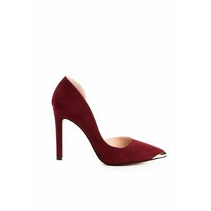 Pantofi stiletto piele naturala Visiniu Gold Cut imagine