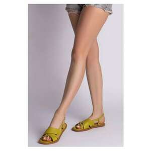 Sandale dama piele fara toc Verde Lime Amalfi imagine