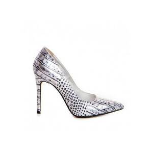 Pantofi stiletto piele naturala Argintiu imagine