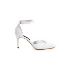 Pantofi stiletto piele naturala Alb Fiore imagine